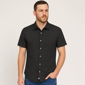 James Campbell Black and White Polka Dot Casual Button-up Collard Shirt Sz M